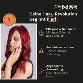 FemMas Hair Colour, Professional Cream Hair Colour with Argan Oil, Keratin & Ceramides, Permanent Hair Colouring or Tint for Radiant Colour Results, Light Blonde Copper Intensive 8.44, 100 ml