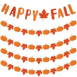 Yaopelky Herbst-Filz-Girlande, Thanksgiving-Dekorationen, hängende Banner, Dekoration für Zuhause, Herbst, Urlaub, Ernte, Partyzubehör (5-teiliges Kürbis-Buchstaben-Set)