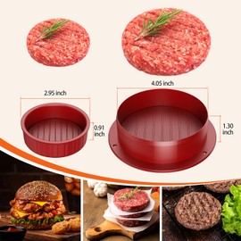 Pisol Hamburger Press, 4-in-1 Burger Press Patty Maker Slider, Stuffed Burgers Sandwich Cutter, Meat Beef Veggie Hamburger Patty Mold with 100 pcs Wax Disc Papers