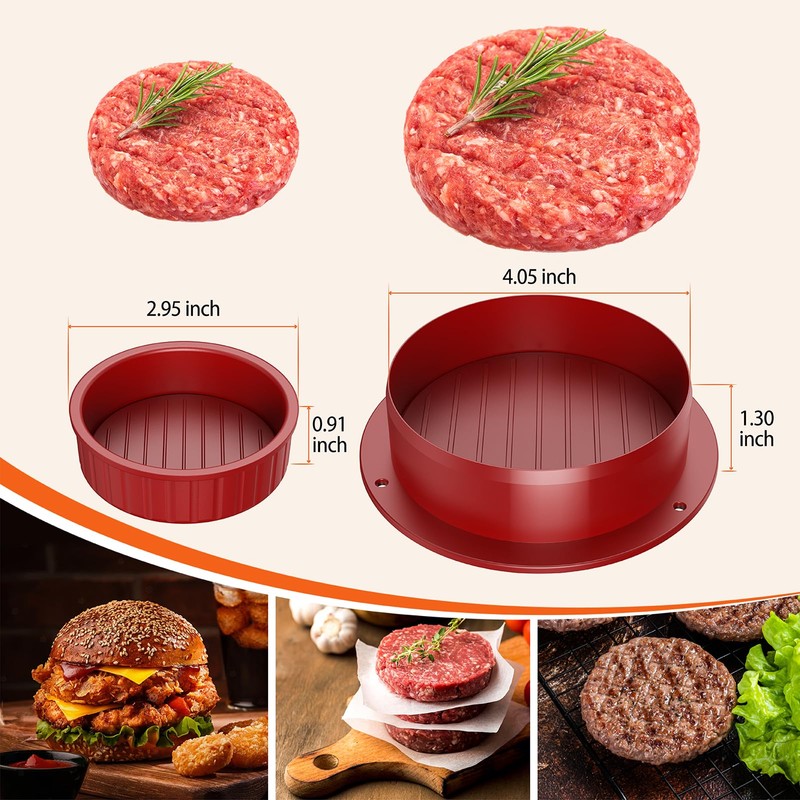 Pisol Hamburger Press, 4-in-1 Burger Press Patty Maker Slider, Stuffed