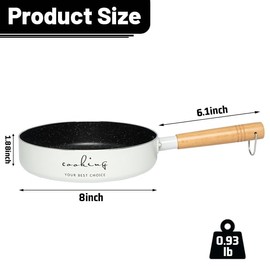 VIVIDCOOKWARE Nonstick Ceramic Frying Pan Skillet, 8-Inch Healthy Non Toxic Chef Pan, Compatible Egg Pan with Heat Resistant Handle, PFAS-Free