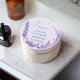 NATURAL AMOR LOS ANGELES Natural Amor Lavender Spa Gifts for Women,7pcs Self Care Box Including Soap Bar, Candle, Bath Butter