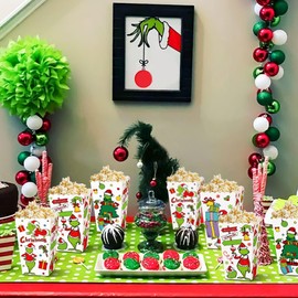 JeVenis Pack of 12 Christmas Popcorn Boxes Gingerbread Popcorn Boxes Christmas Party Supplies Christmas Party Favours Christmas Party Accessories