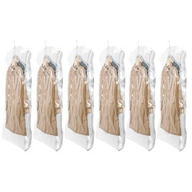 TAILI Hanging Vacuum Storage Bags Space Saver Bags, Clear 6 Pack Jumbo Vacuum Sealer Bags for Clothing, Suits and Jackets, Closet Organizers and Storage