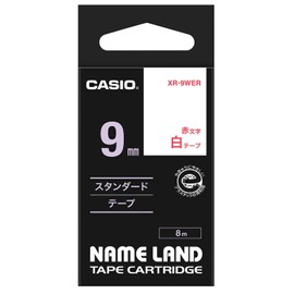 純正 カシオ ネームランド ラベルライター テープ 9mm XR-9WER 白地に赤文字