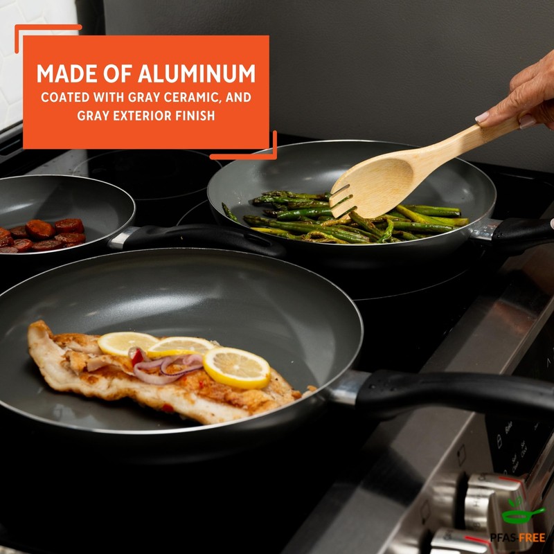 IMUSA Ceramic Nonstick Frying Pan Set, 3-Piece – 7”, 9”