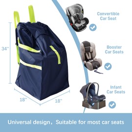 DMS PROTECTOR Car Seat Travel Bag for Airplane, Water-Resistant Gate Check Bag with Adjustable Carry Straps, Universal Fit, Durable Carseat Cover For Airplane Travel, Navy