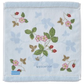 Nishikawa TT43805601 Imabari Handkerchief Towel, 9.8 x 9.8 inches (25 x 25 cm), Washable, 100% Cotton, Wedgwood, Wild Strawberry, Soft, Made in Japan, Blue