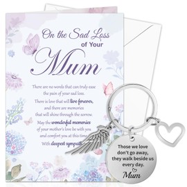 DPKOW Sympathy Card Loss of Mum Memorial Gifts, Sympathy Gifts Loss of Mum Memorial Card Keyring Thinking of You Card Gifts Sorry for Your Loss Card Condolences Bereavement Card Keyring Keychain