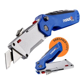 POPLOCK Folding Utility Knife with Twin Blades, Retractable Box Cutter and Razor Knife, Notch & Hook Razor Blade Knife, Utility Tool for Roofing, Drywall, Carpentry and More