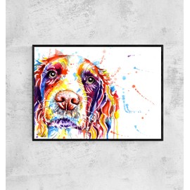 Springer Spaniel Cocker Print Painting Art Watercolour, Dog Artwork, Wall Art Gifts - [A4 Print Only - 8.25 x 11.75"]
