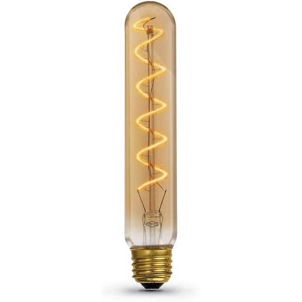 Feit Electric Oversized Vintage Exposed Curved Filament Amber Glass Soft White (2100K) Dimmable T10L LED Light Bulb (T10L/S/820/LED)