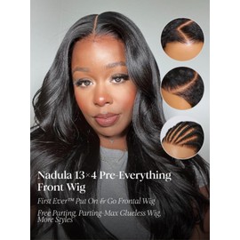 Nadula Bye Bye Cap 13X4 HD Real Scalp 3D Body Wave Lace Front Wigs Human hair Pre Everything Glueless Wig with Invisi Drawstring Pre Plucked Skin-melt HD Lace Frontal Wig 180% Density 16inch