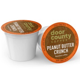 Door County Coffee Peanut Butter Crunch Flavored Coffee - 10 Count Single Serve Cups - Medium Roast - 100% Specialty Arabica
