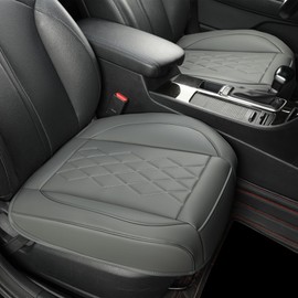 JOJOBAY Leather Car Seat Cover,Bottom Seat Covers for Cars,Front Seat Protector(Bottom),Fit for 95% of Vehicles - Padded,Anti-Slip(2 PC Front Pair,Grey)