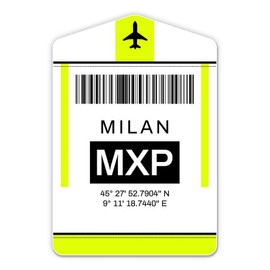 Squiddy Milan Italy Airport Code MXP Travel Luggage Tag - Vinyl Sticker Decal for Phone, Laptop, Water Bottle (3" high)