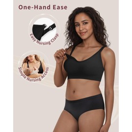 WELKSDG 3 Pack Nursing Bras for Breastfeeding, Seamless Maternity Bras for Pregnancy Women Support Nursing Sports Bra for Yoga(Black Blue Purplebean L)