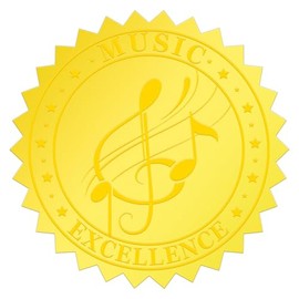 500pcs Gold Foil Music Note Certificate Seals1.75 Inch Embossed Self-Adhesive Stickers for Awards, Invitations & Graduation Waterproof Foil Achievement Labels