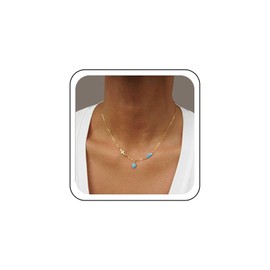 Wendalern Boho Turquoise Choker Necklaces, Turquoise Cross Pendant Necklace, Religious Cross Necklace, Evil Eye Cross Necklace, Jewellery for Women and Girls