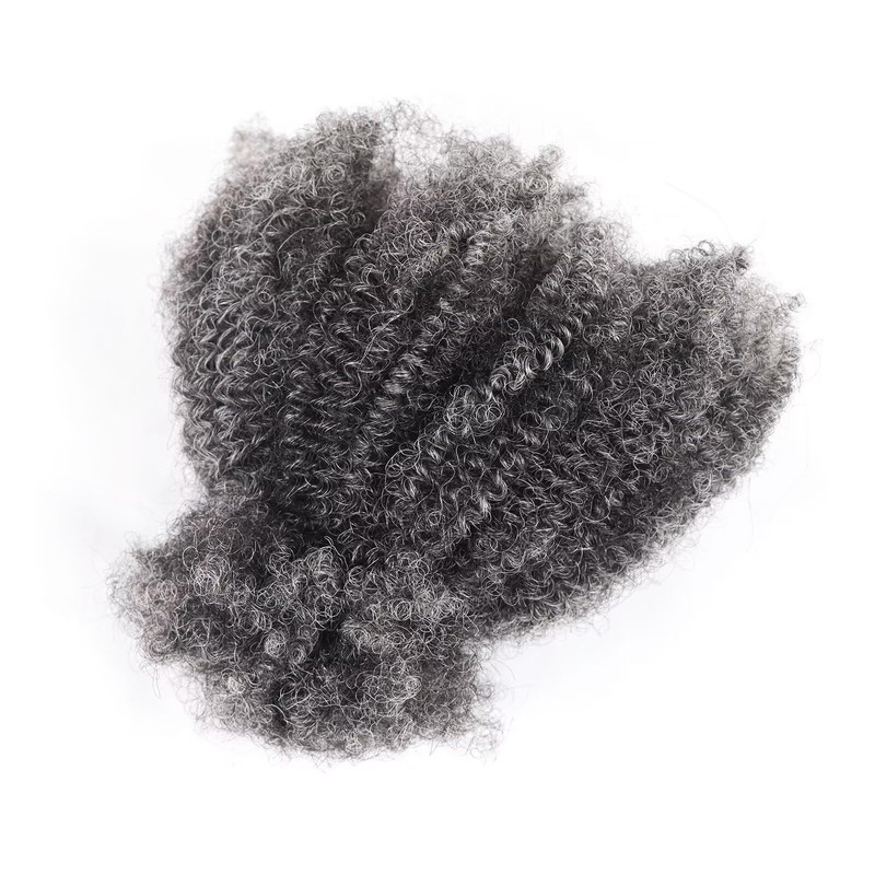 HAPPY&CC 4C Grey Afro Kinky Bulk Human Hair for Mini