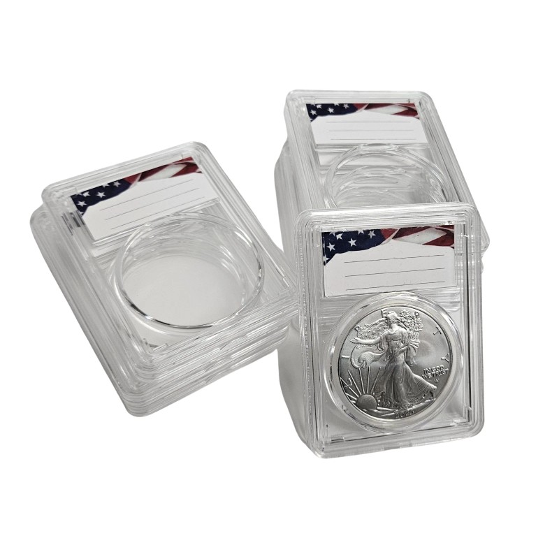 FingerLakes 20-Pack 40mm Premium Coin Slab Holder & Red Plastic