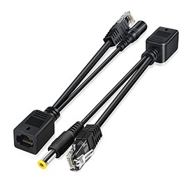 PwrON Passive PoE Injector and PoE Splitter Kit with 5.5x2.1 mm DC Connector Adaptor Connector RJ45 for Non-POE Switch and Non-POE Device