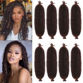 COOKOO Springy Afro Twist Hair 16 Inch 8 packs Pre-Separated Ombre Marley Twist Braiding Hair Pre-Fluffed Spring Twist Hair For Soft Locs Kinky Afro Twist Hair Synthetic Hair Extensions(16 Inch,T30#)