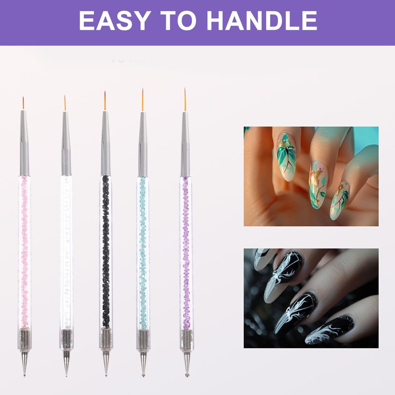 5pcs Nail Art Brushes & Dotting Tools Set - Double