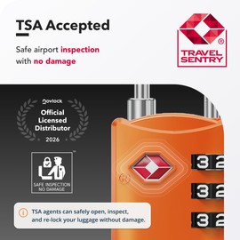 NOVLOCK TSA Approved Luggage Locks – Suitcase Padlock with 4-Digit Security – TSA Travel Padlocks for Suitcases, Backpacks, Cases, Bags – 2-Pack, Orange