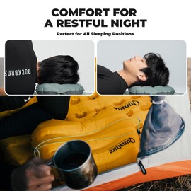 Ultralight Inflatable Camping Pillow, 70g Adjustable TPU Cushion, 20D Nylon Durable, Ergonomic Baffle for Neck & Lumbar, Compact for Hiking Airplane, Turquoise