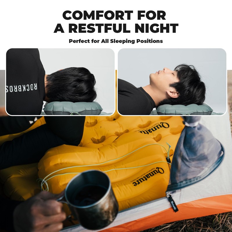 Ultralight Inflatable Camping Pillow, 70g Adjustable TPU Cushion, 20D Nylon