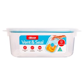 Decor Vent & Seal Plastic Oblong Container, 1 Litre Capacity