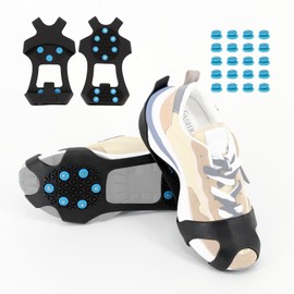 UNITACKLE Anti Slip Ice Cleats, Ice Snow Traction Cleats for Walking on Snow and Ice, 10 Steel Studs Crampons, Ice Snow Grips with Extra 20 Replacement Studs for Shoes and Boots
