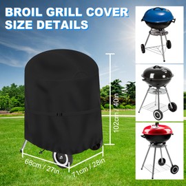Patio Bistro Grill Cover,Round 600D Waterproof Covers Compatible with Char-Broil Gas/Electric Style Patio Bistro Grill, UV Resistant and Tear Resistant,30 x 26.7 x 40in, Black
