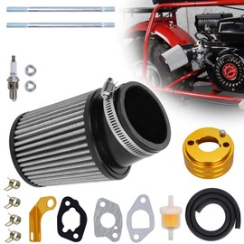 WEIYINGSI High Performance Upgraded 62mm Air Filter Adapter Intake and Spark Plug Kit for Predator 212cc 6.5Hp Baja MB165 & MB200 BK200 BT200X RT200 Mini Bike Go Kart Silver