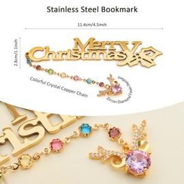 LUMITI Metal Bookmark Cute Book Accessories Gifts for Women Teacher Readers Book Lovers for Christmas Mother's Day (Merry Christmas Gold)