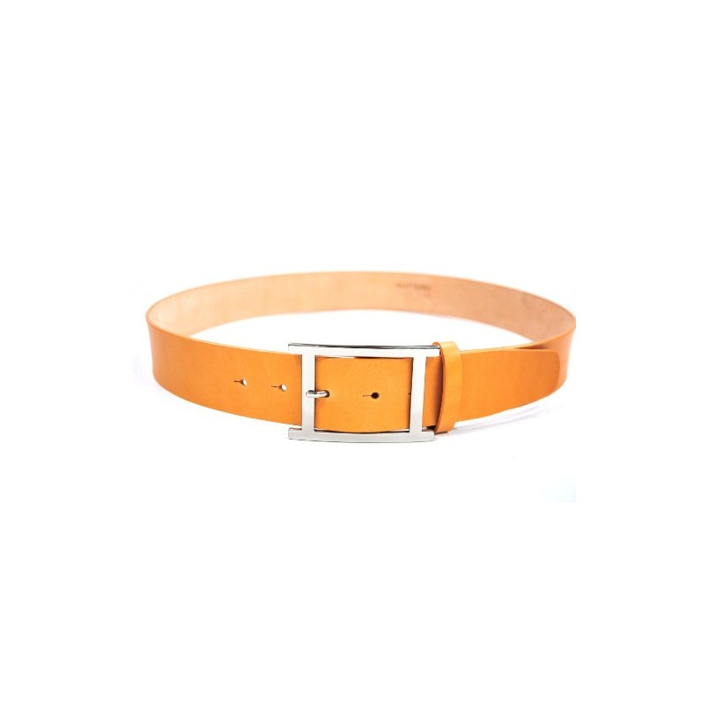 Bell Label Italian Buttero Silver H-Buckle Belt, Made in Japan,