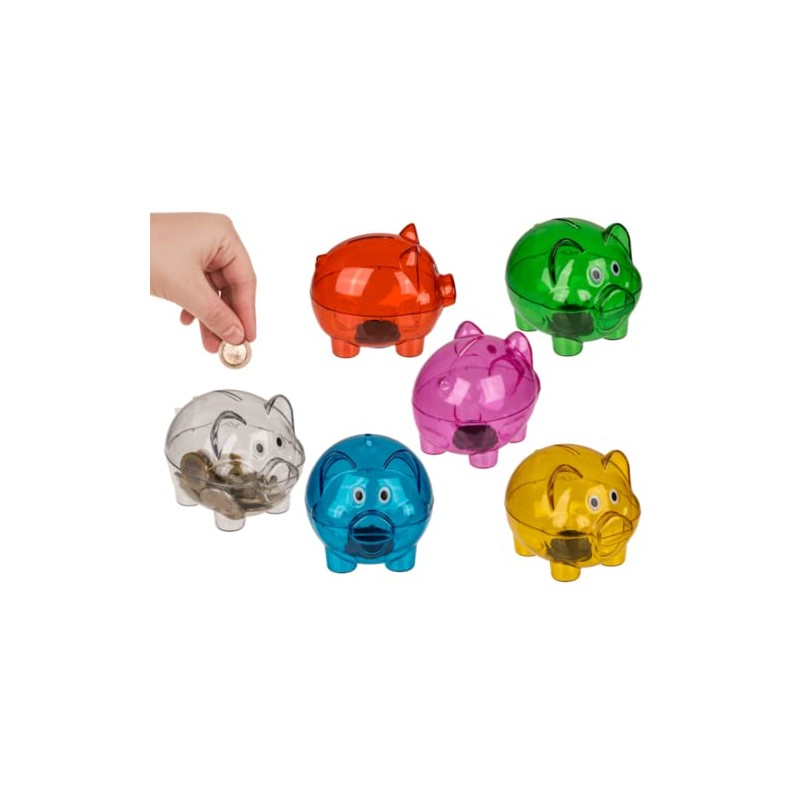 Small Red Clear Plastic Piggy Bank 10cm x 8cm x