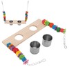 Bird Feeding Dish Cups with Parrot Perch Swing Natural Colorful