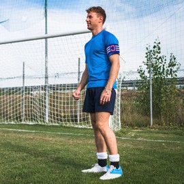 LIOOBO Soccer Captain Armband: 2Pack Elastic Football Captain Bands, Adjustable Nylon Soccer Arm Band for Youth Adult Sports Training Blue