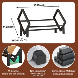 ENCIMART Stainless Steel Tilting Desk Bookshelf Organizer for Book Lover and Record Holder, Desktop Storage Book Rack for Magazine/CDs/Books Display, Mini Tabletop Bookcase in Office/Home/Living Room