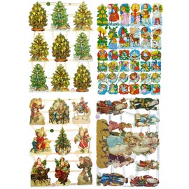 Glanzbilder Christmas Theme Set of 4 Different Wafer Paper Sheets for Crafts and Decorating
