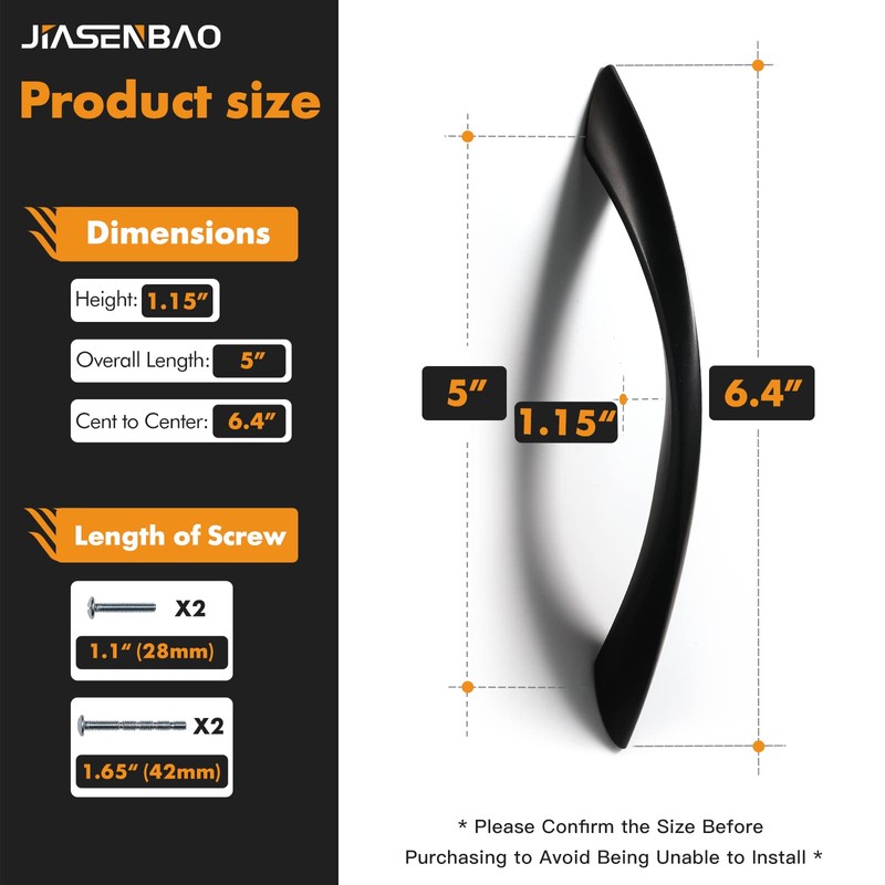 JIASENBAO Black Cabinet Pulls 5 Inch Arch Twisted Matte Black