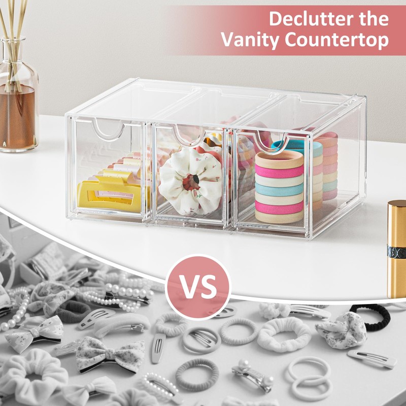JDOTL Hair Accessories Organizer for Girls, Clear Acrylic Hair Tie