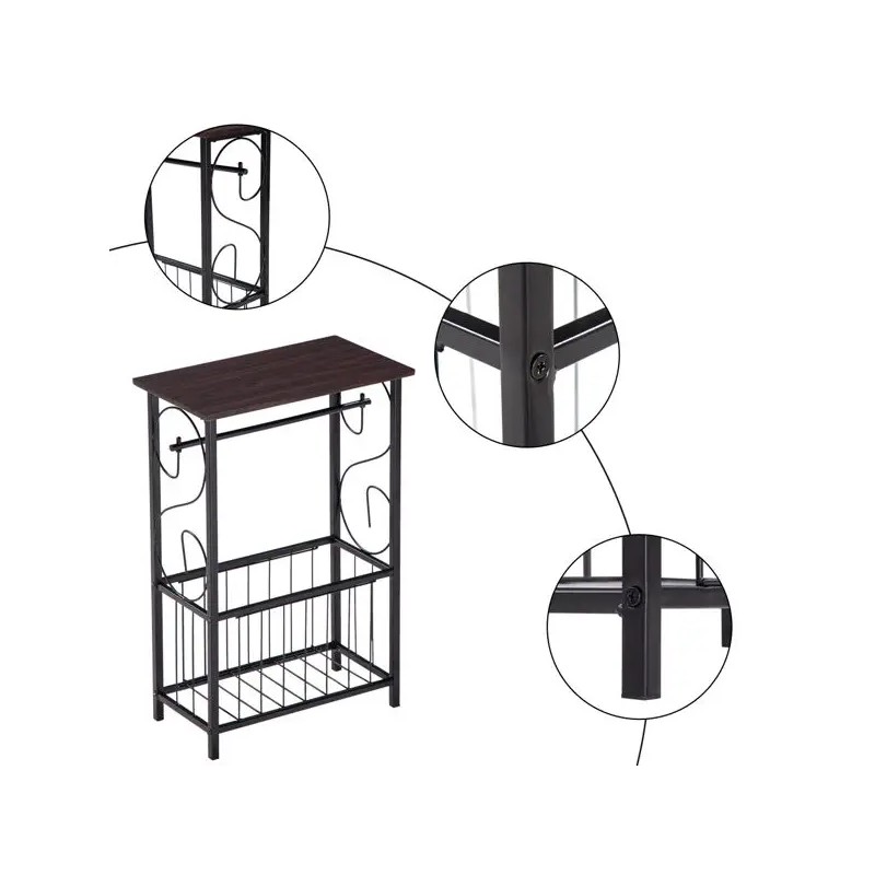 Multifunctional Dark Brown (37 X 20 X 55)cm Bathroom Table