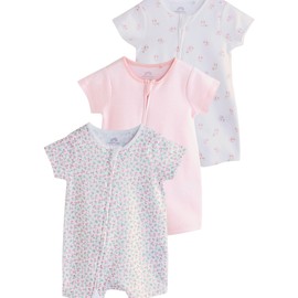 NEXT 3 Pack Baby Romper with Two-Way Zip, pink