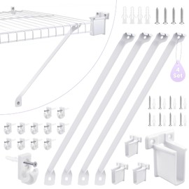 SATUY 20Pcs 12 Inch Wire Shelf Brackets Kit, Includes Shelf Support and End Brackets Wire Shelf Clips with Anchors and Screws for Wardrobe Closet Wall Shelving Installation (4 Set)