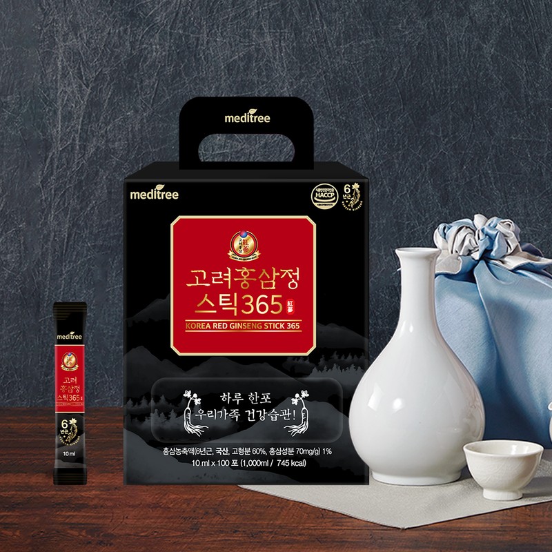 Meditree Koryo Red Ginseng Extract 365 Stick 1 Box 100