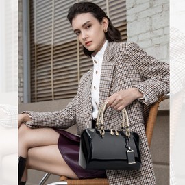 NICOLE & DORIS Fashion Women Handbag Patent Leather Bags Designer Top-handle Bags Shoulder Bags Crossbody Bag Elegant Clutches Evening Bags Black