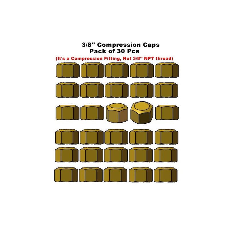 30-Pack Brass 3/8'' Compression Bathroom Angle Stop Shut-off Faucet Valve